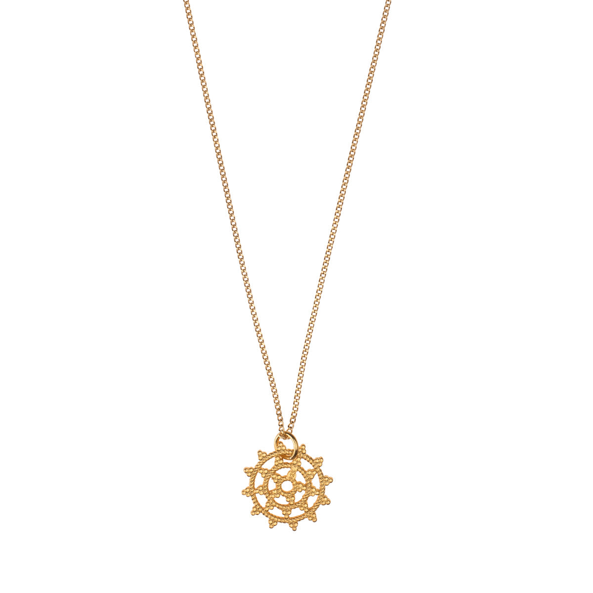 Wheel of Karma Kette Matt-Gold