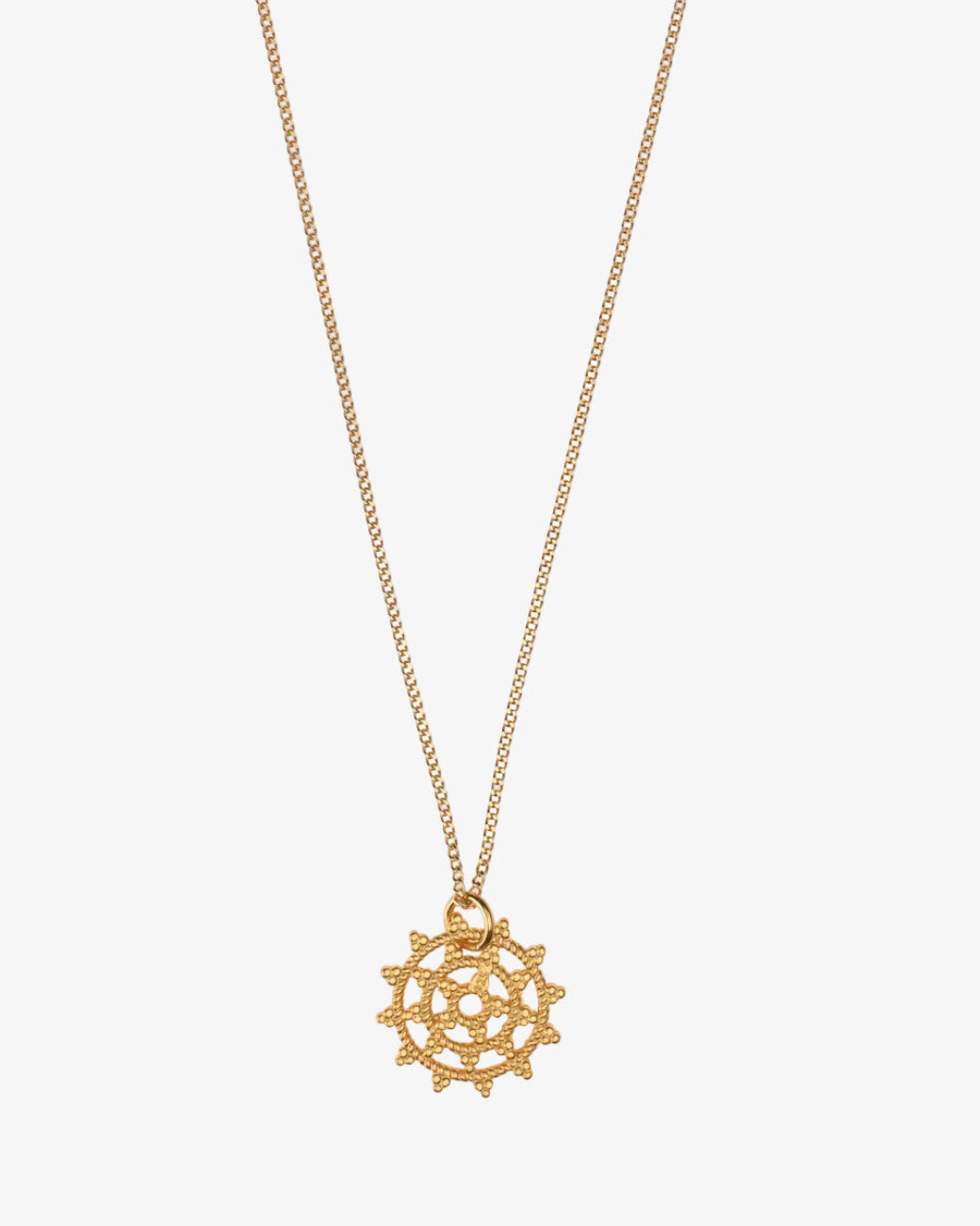 Wheel of Karma Kette Matt-Gold