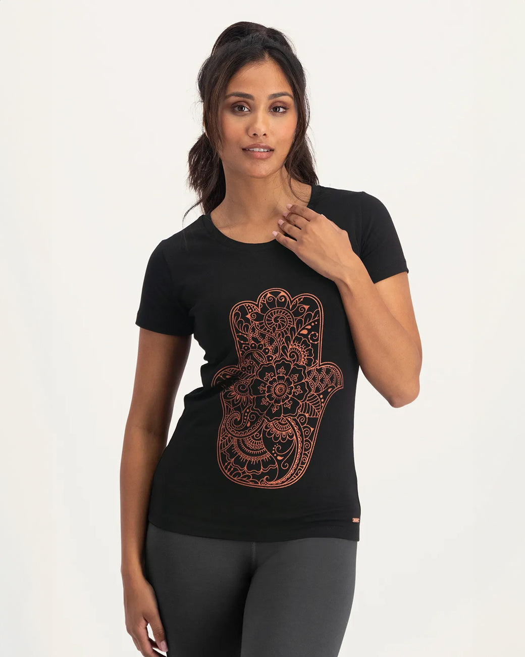 Urban Goddess Hamsa Core Tee - Onyx Black
