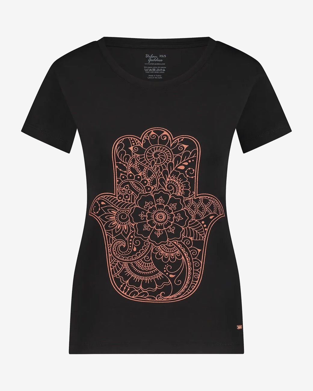 Urban Goddess Hamsa Core Tee - Onyx Black