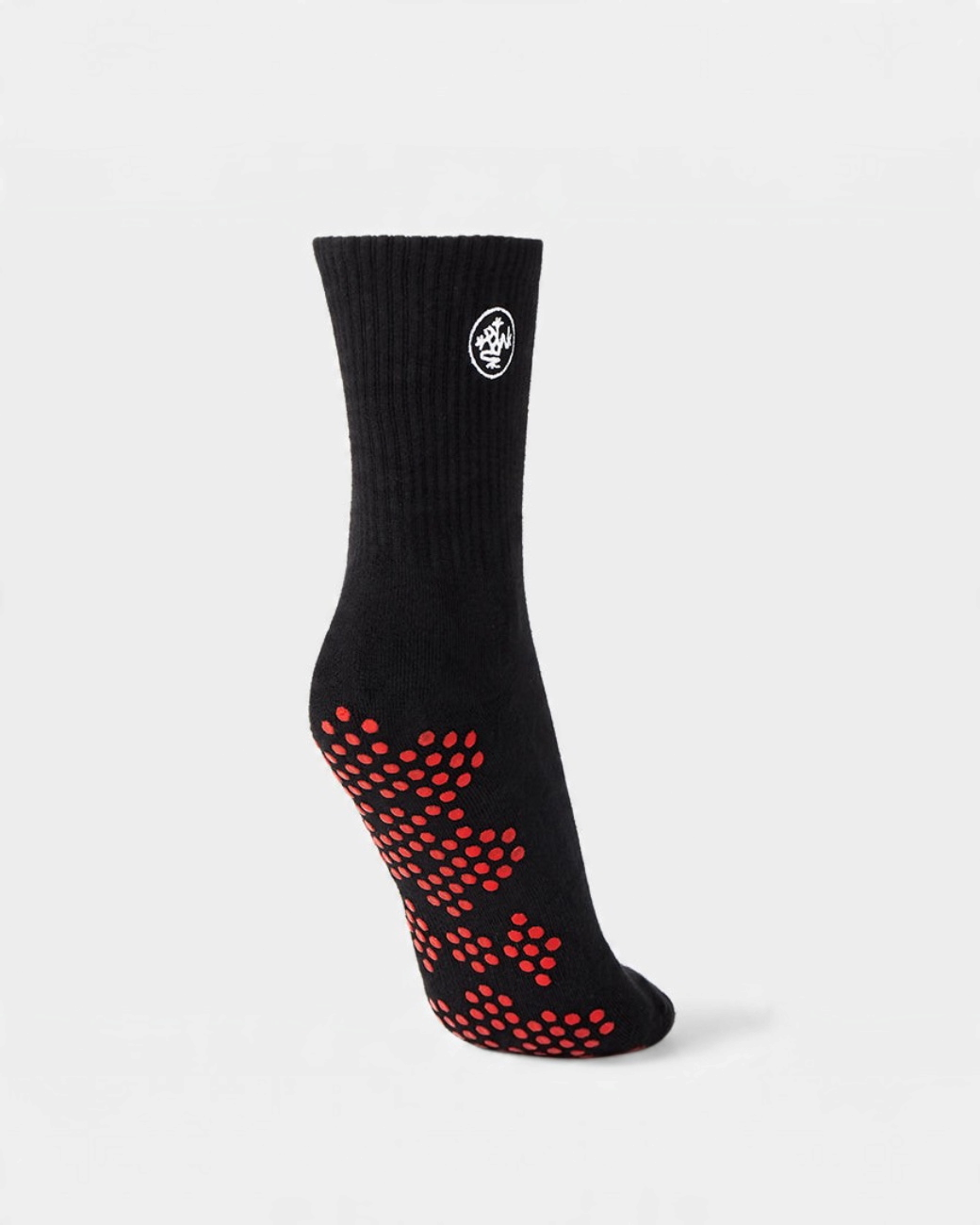 greenyogashop Equilibria Pilates Half Crew Socken in Schwarz mit rotem Silikon-Grip und Frosch-Logo