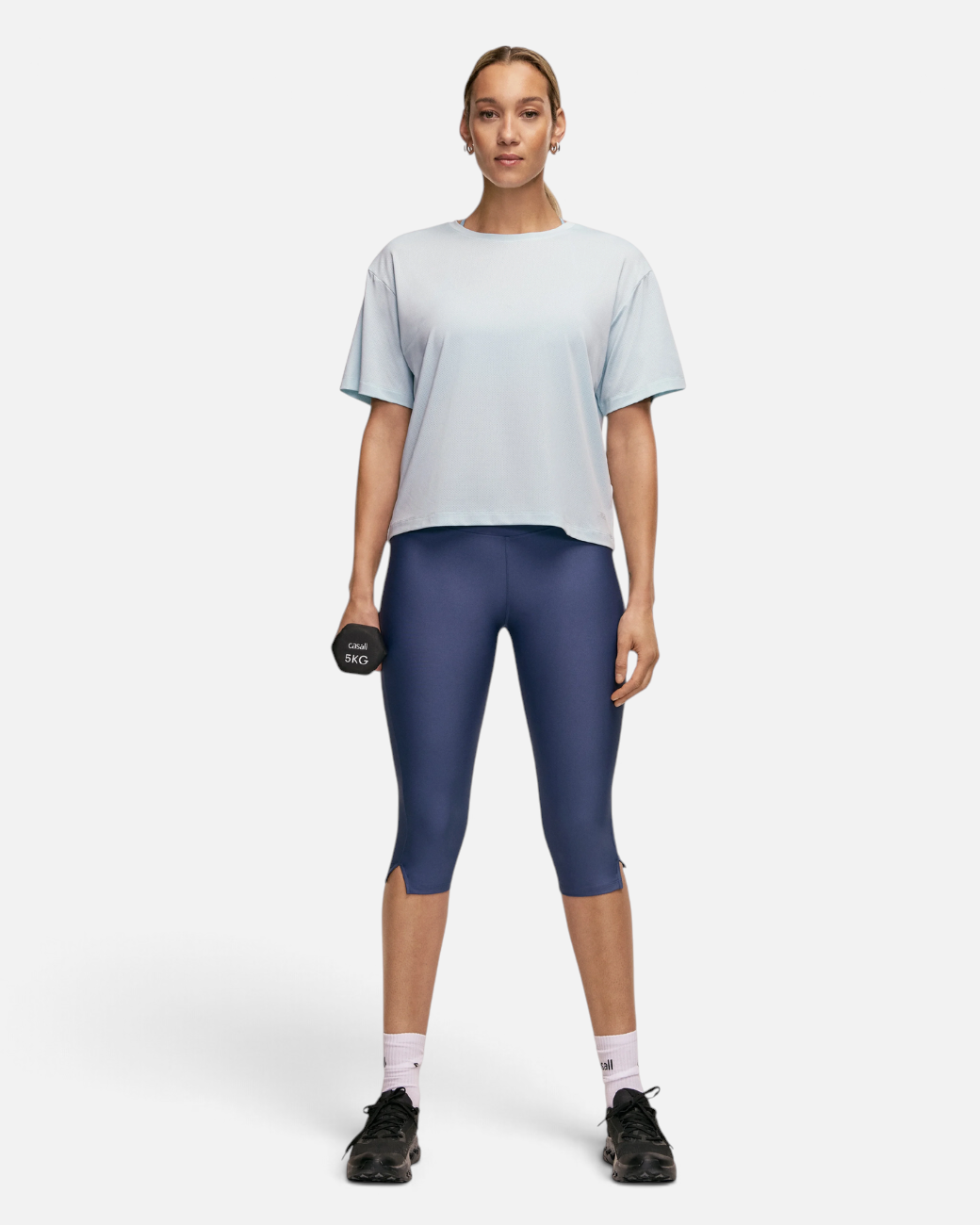 Capri Slit Regular Waist Leggings - Blue Shadow