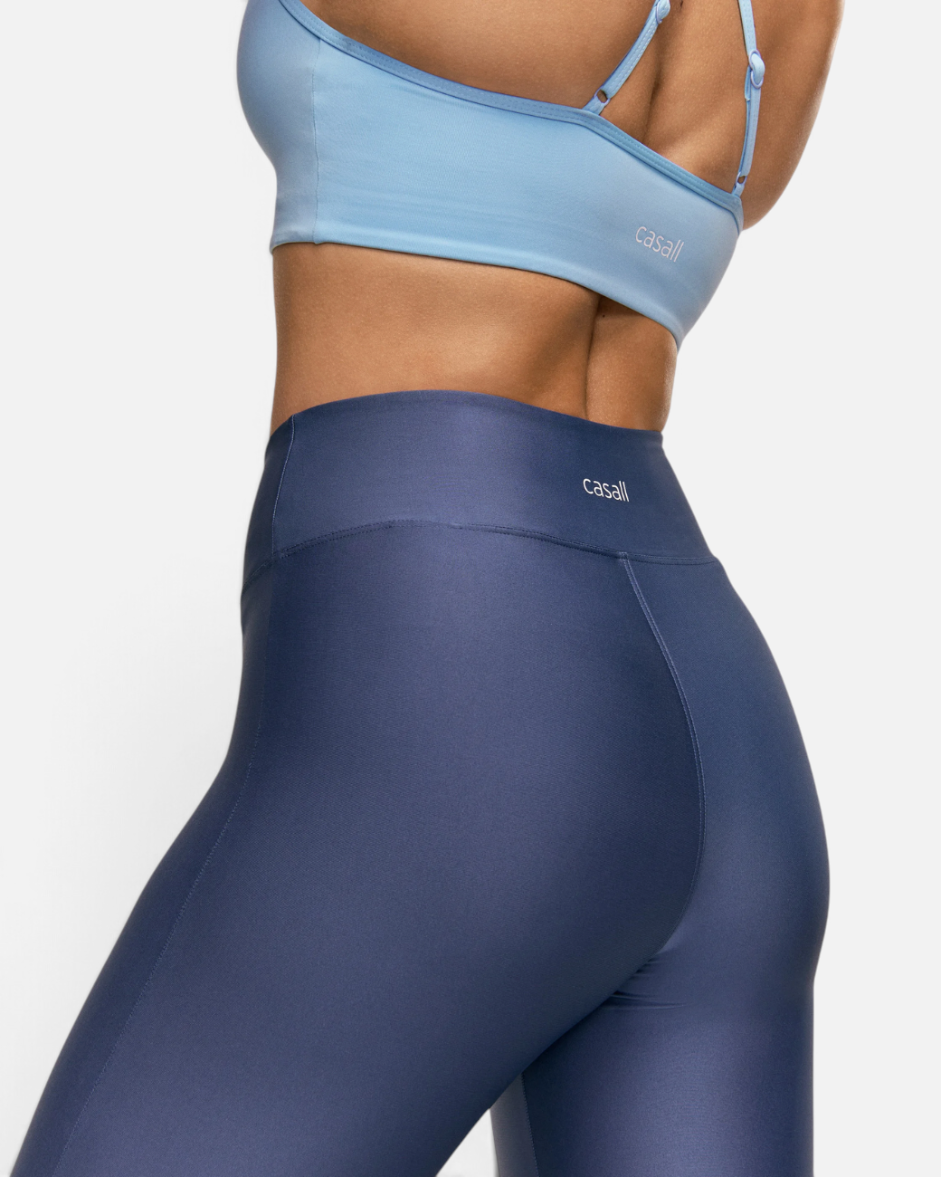 Capri Slit Regular Waist Leggings - Blue Shadow