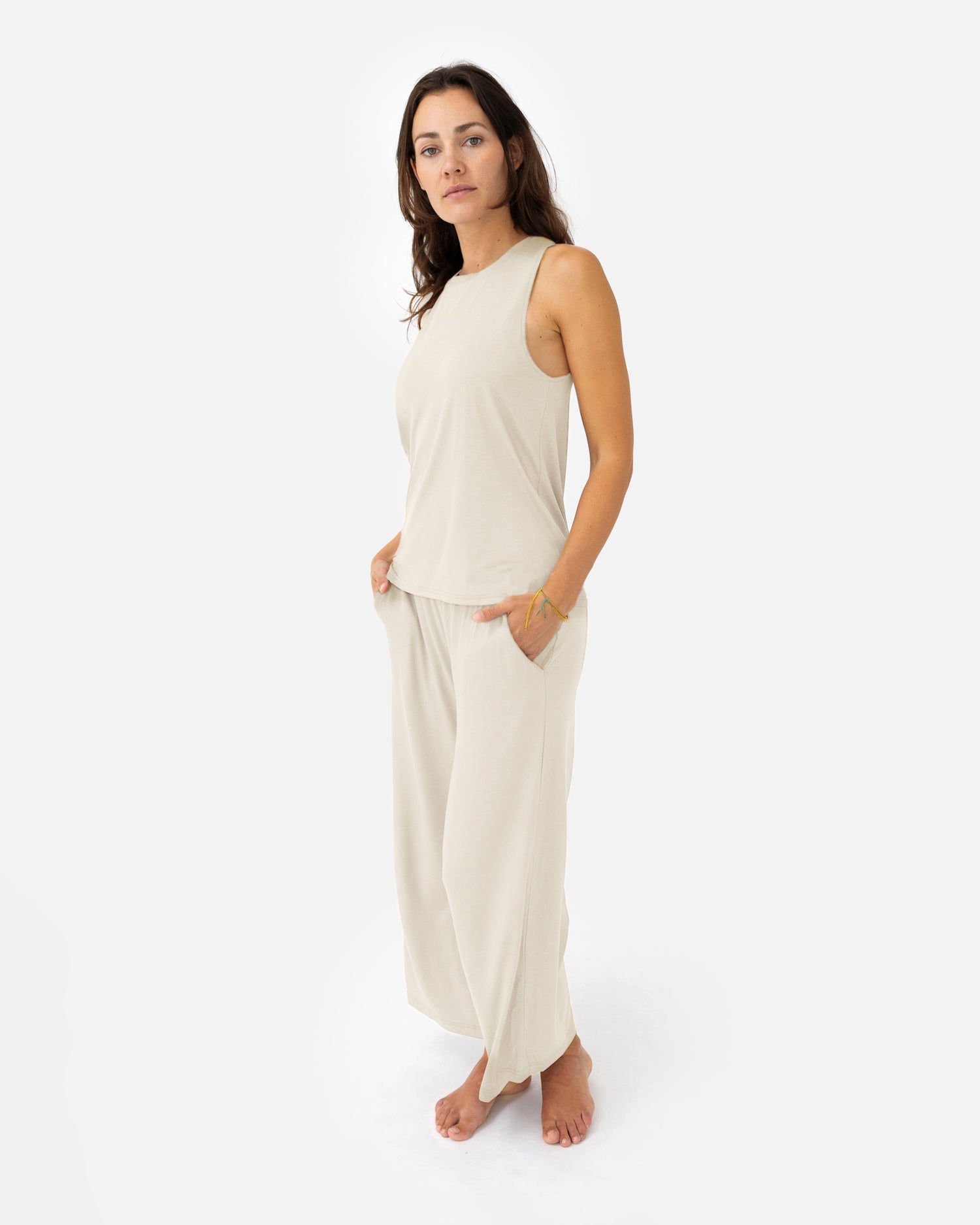Naima Top Almond Milk – Model Full Shot – Lotuscrafts