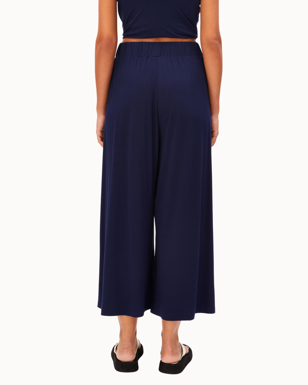 Cropped Jersey Pants - Tinted Navy