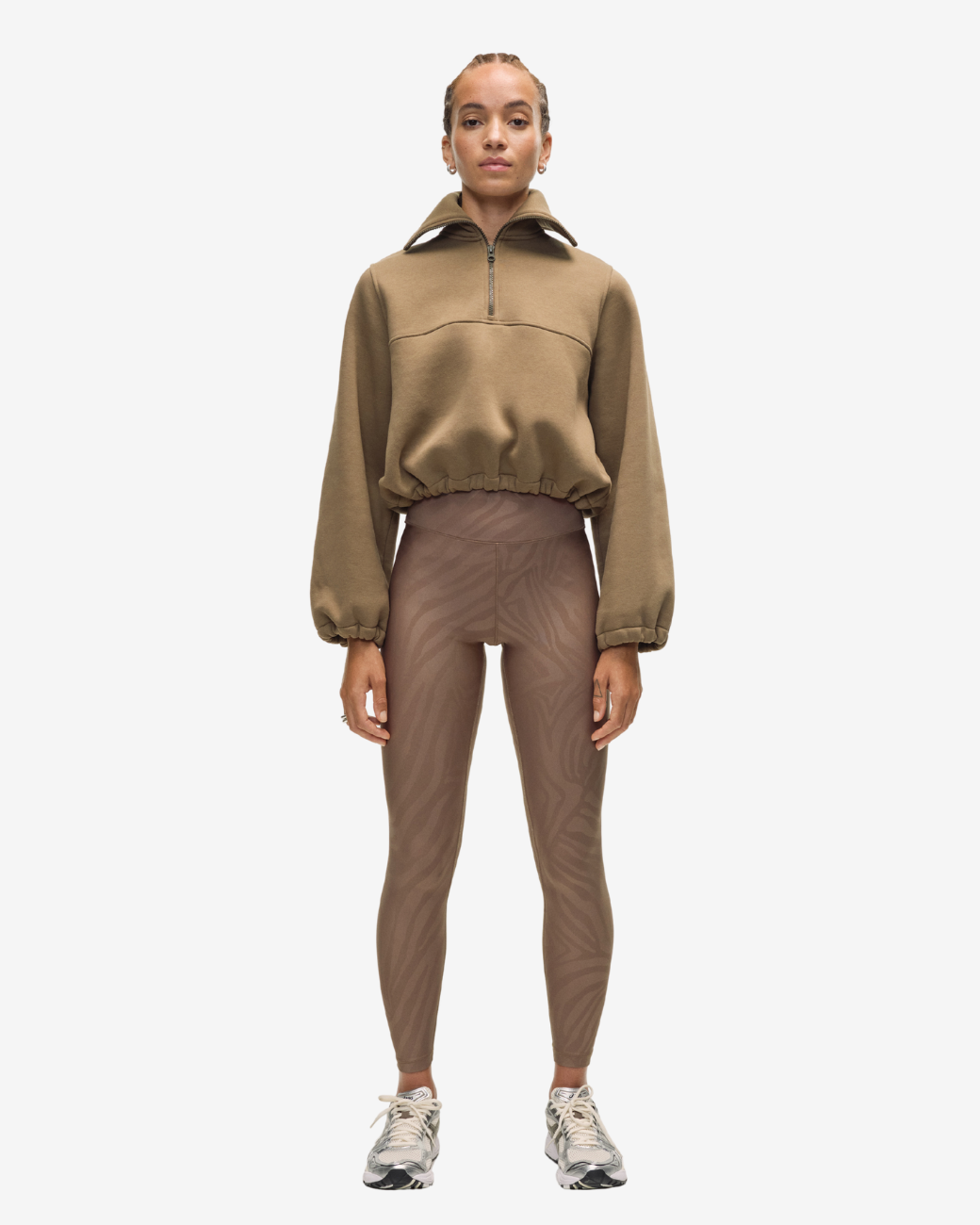 Heat Printed High Waist Tights Zebra Khaki