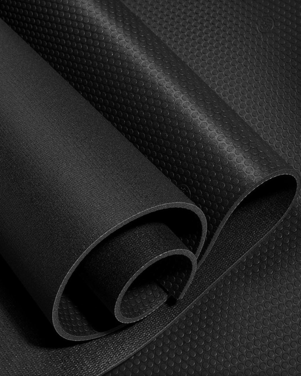 greenyogashop P/ROX Hybrid-Fitnessmatte in Schwarz mit 6mm Stärke und strukturierter, strapazierfähiger Oberfläche