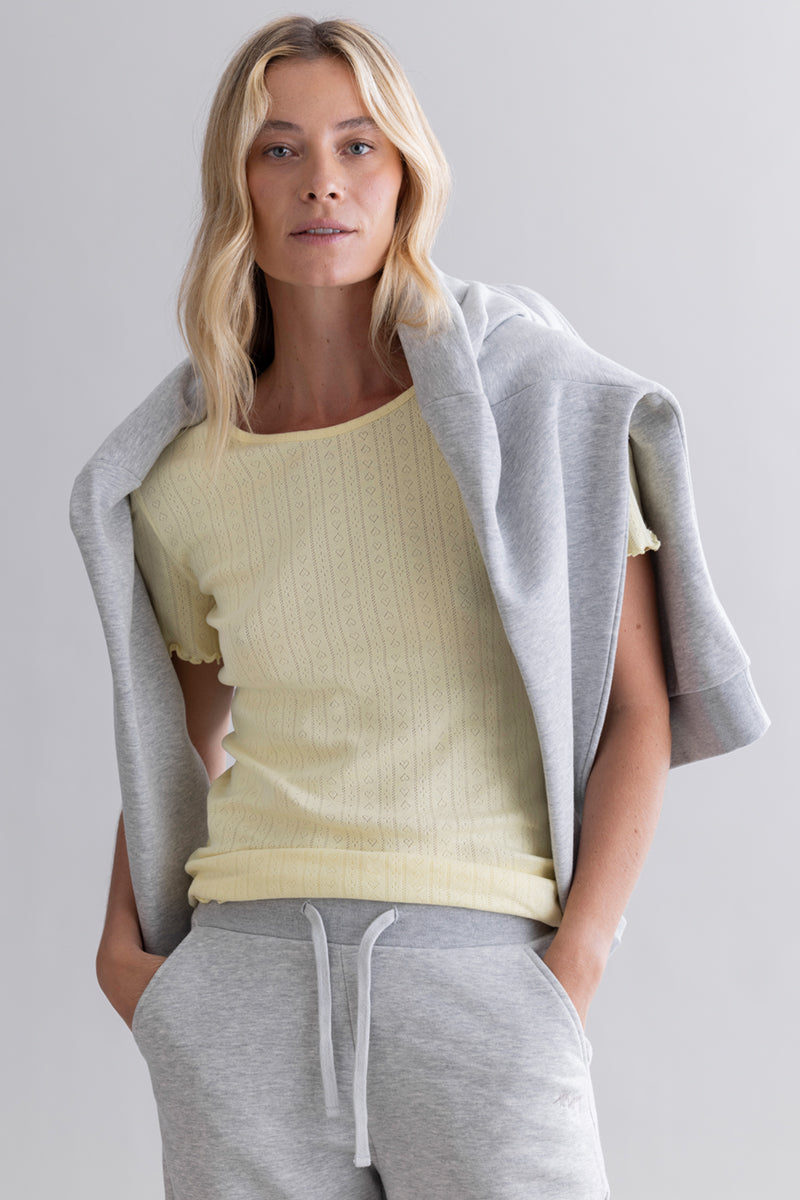 T-Shirt Pointelle - Pastel Yellow