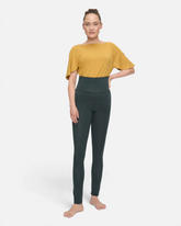 greenyogashop Classic Leggings in Dunkelgrün aus weicher Bambusviskose mit extrahohem Umschlagbund