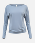 greenyogashop Longsleeve Pia in Washed Denim aus Tencel-Biobaumwoll-Mix mit U-Boot-Ausschnitt und lockerem Schnitt