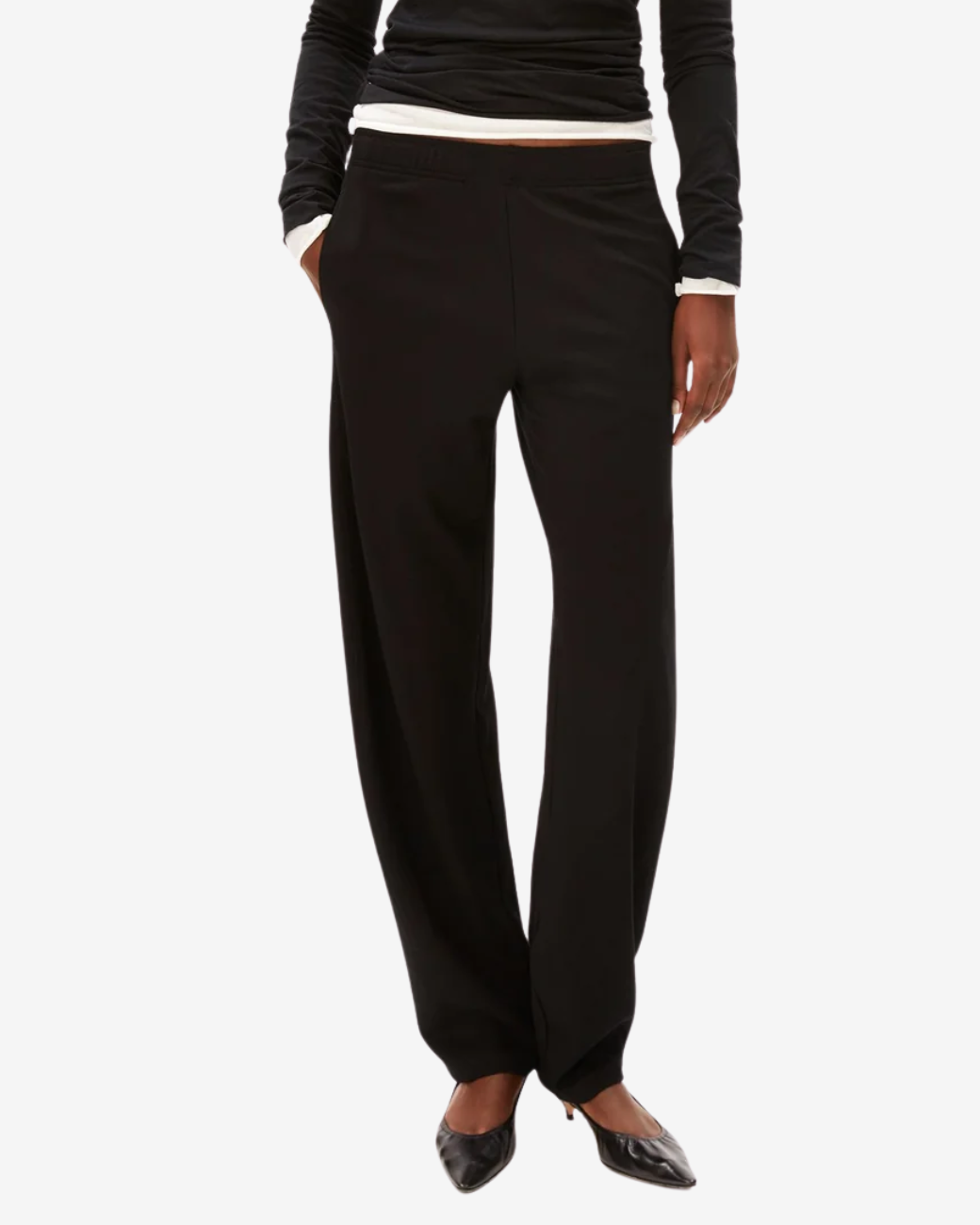 Basic Jersey Barrel Pants - Black