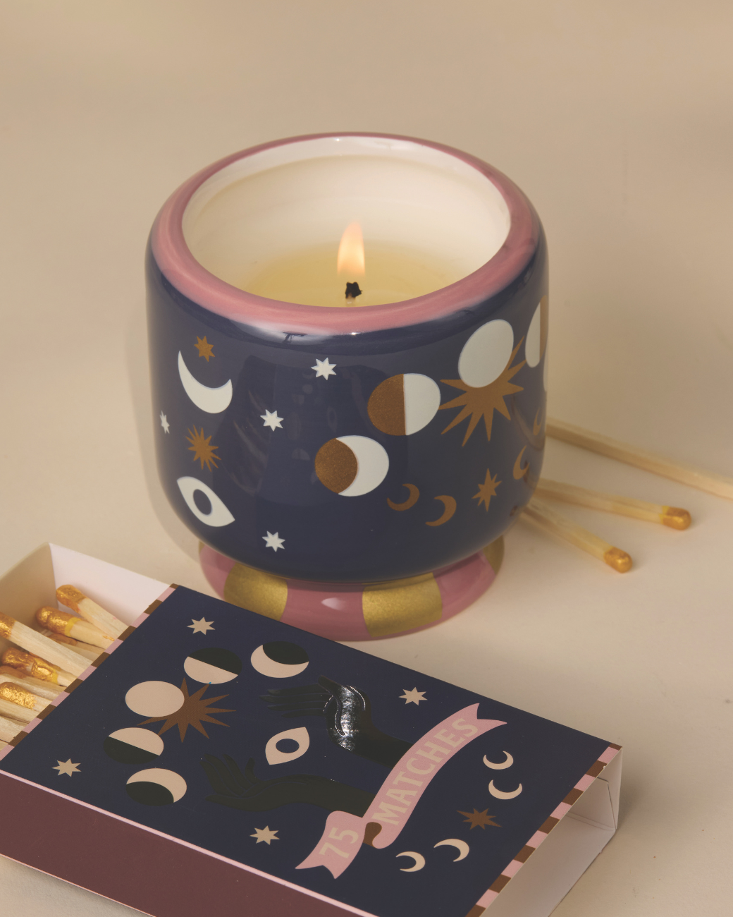 Keramik-Duftkerze Moon Phases ‐ Jasmine &amp; Rose