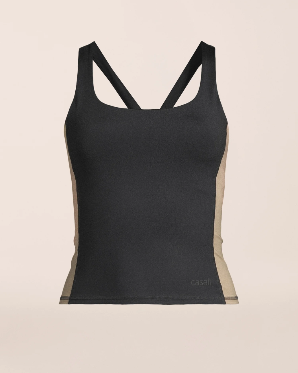 Shaped Block Built-in Bra Tank - Black