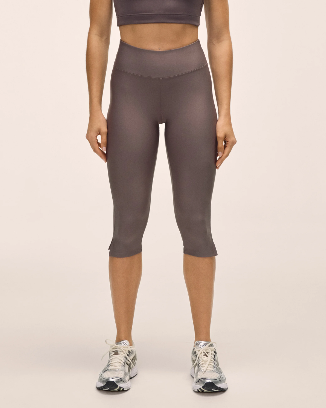 Capri Slit Regular Waist Tights Dark Grey