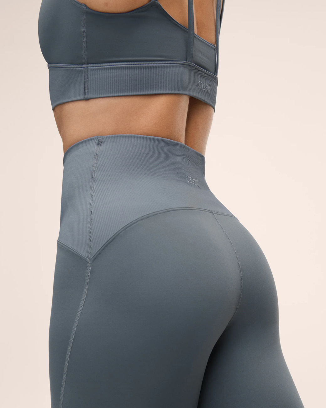 Brace Rib High Waist Leggings - Mirage Blue