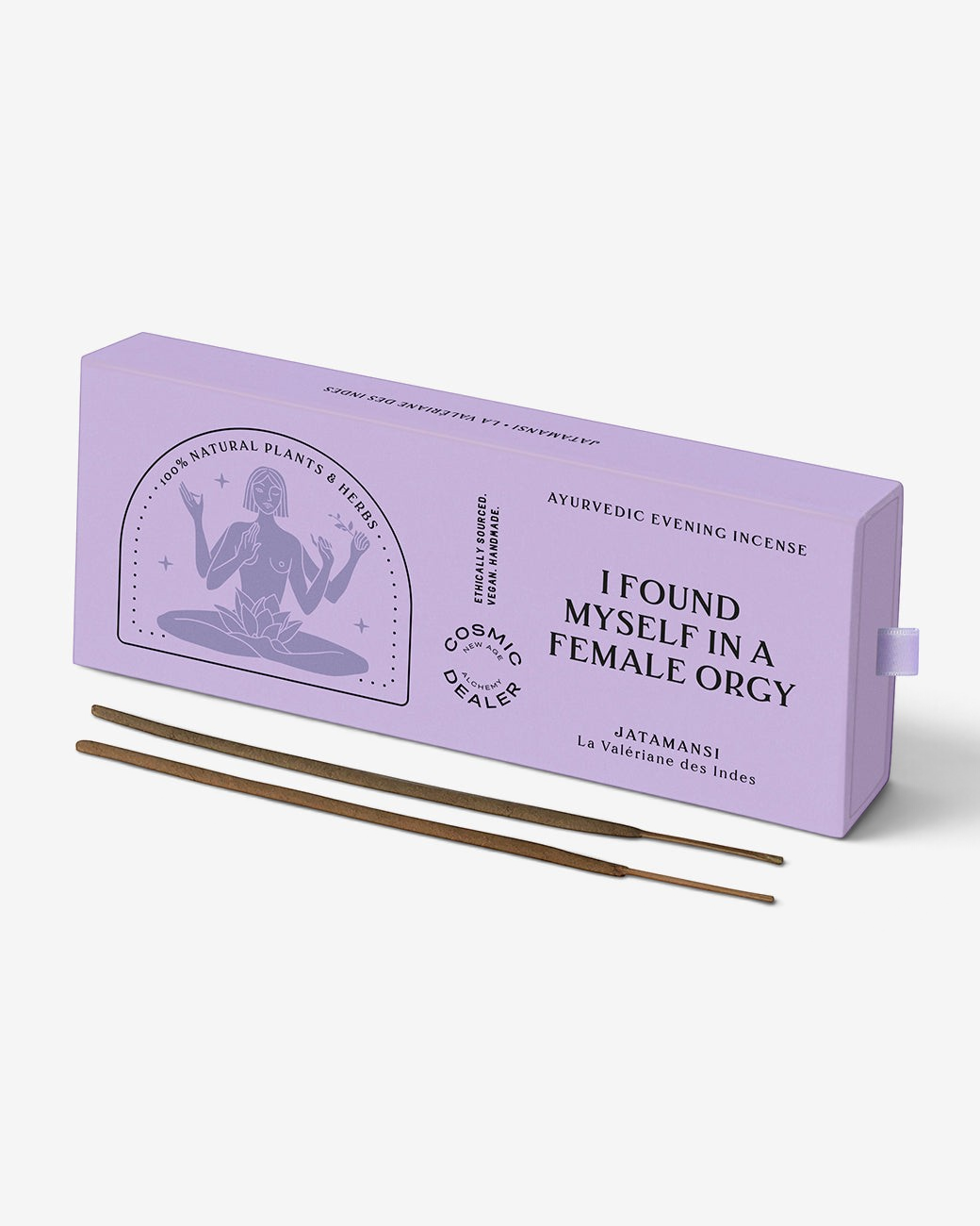 greenyogashop Cosmic Dealer Räucherstäbchen Night Jatamansi in violetter Verpackung mit ayurvedischen Kräutern