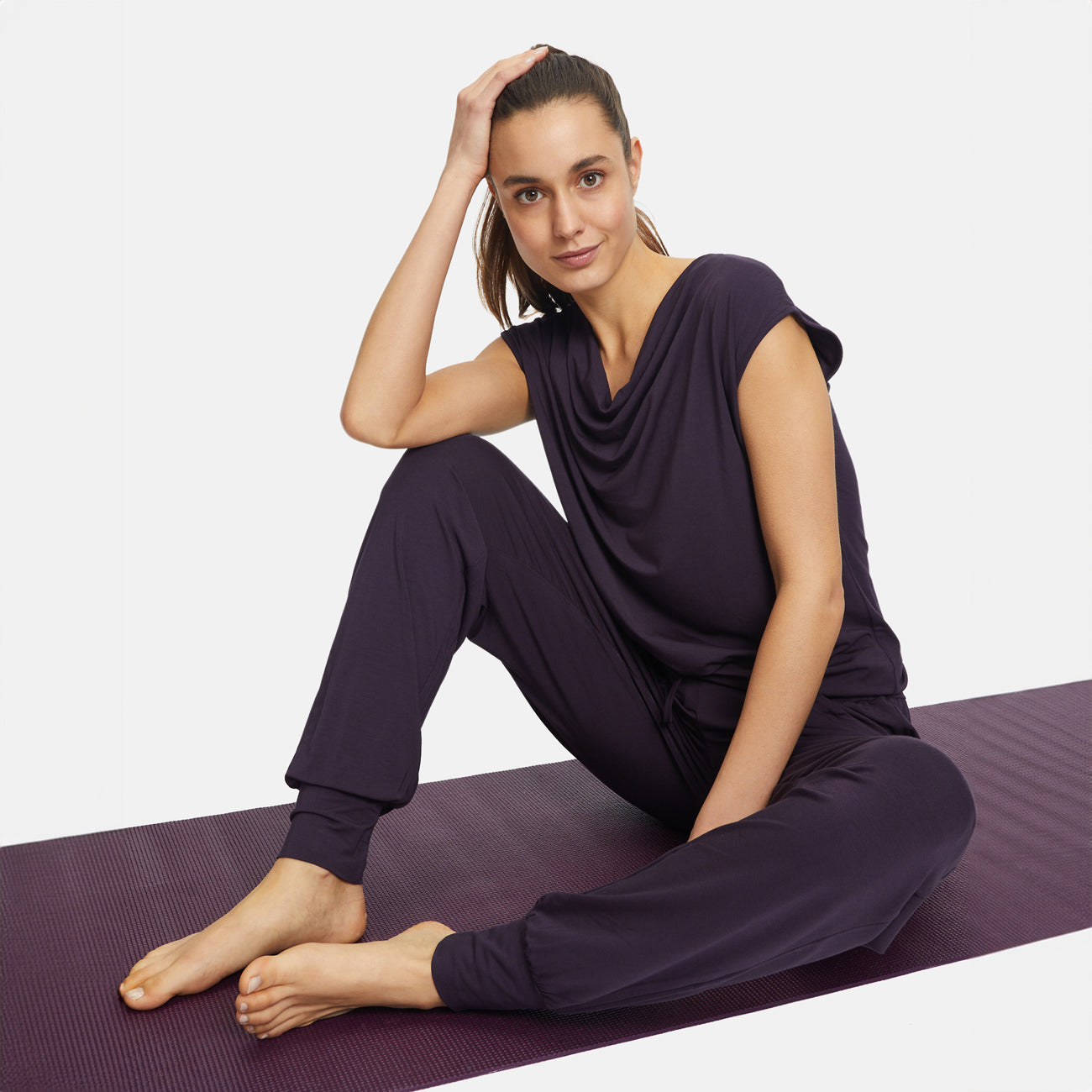 Jumpsuit Waterfall  - Dark Aubergine
