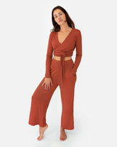 Amina Wrap Top Burnt Sienna – Model Full Shot – Lotuscrafts