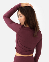 Amina Wrap Top Dark Cranberry – Model Back – Lotuscrafts