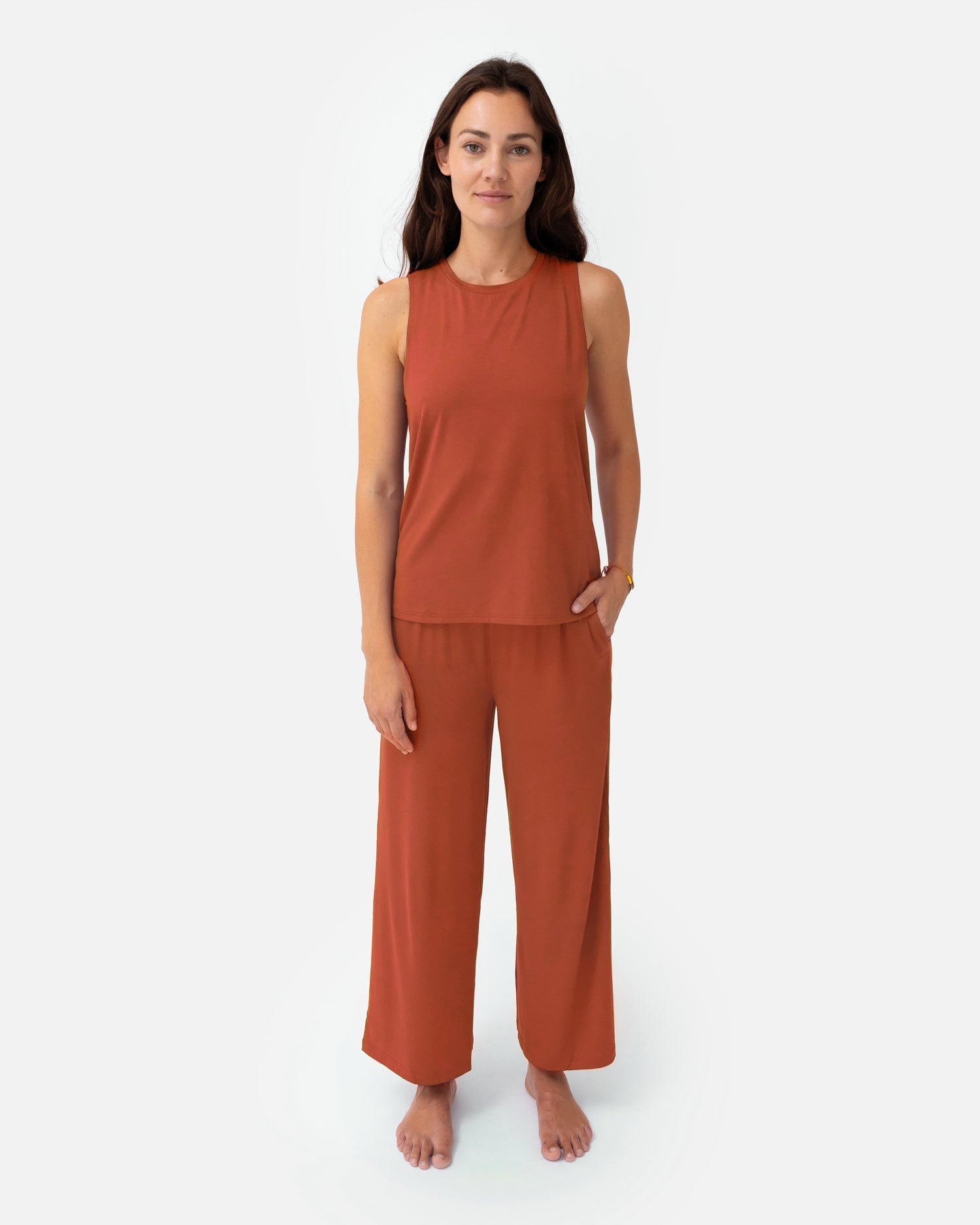 Naima Top Burnt Sienna – Model Full Shot – Lotuscrafts