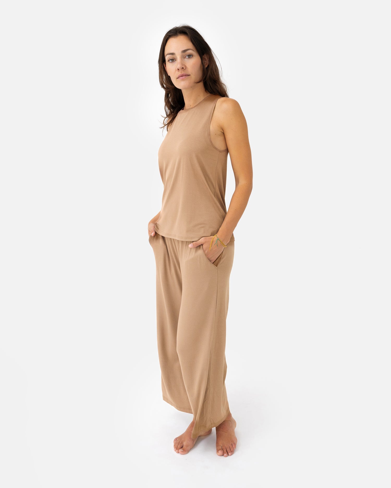 Naima Top Desert Sand – Model Full Shot – Lotuscrafts