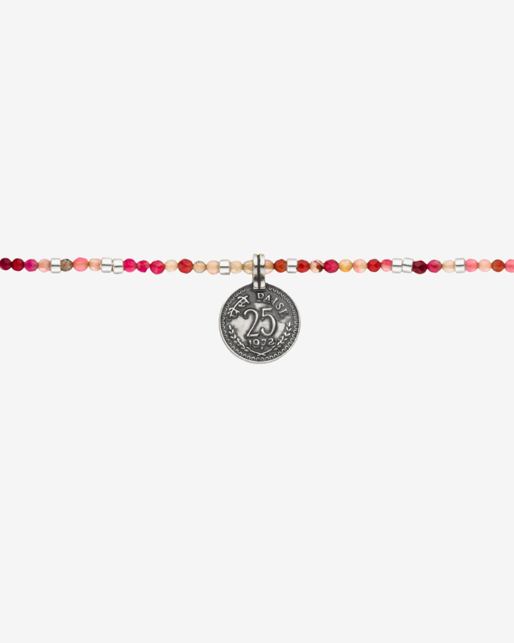 Fußkette mit Münze Wohlstand Achat Silber