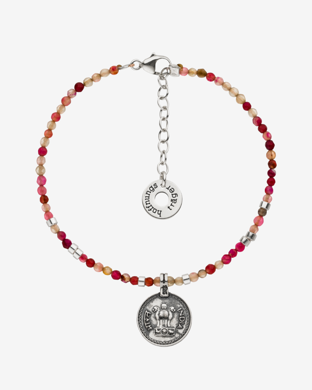 Fußkette mit Münze Wohlstand Achat Silber