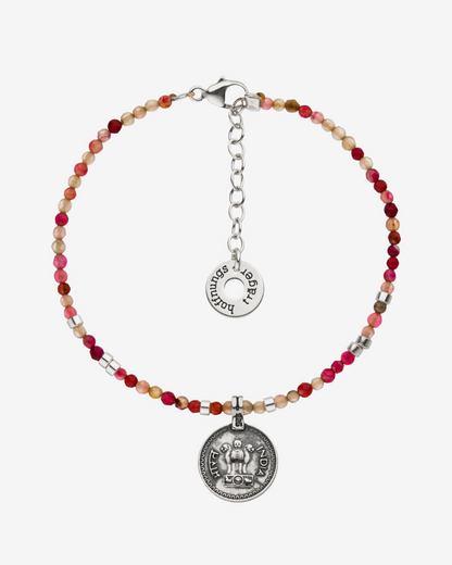 Fußkette mit Münze Wohlstand Achat Silber