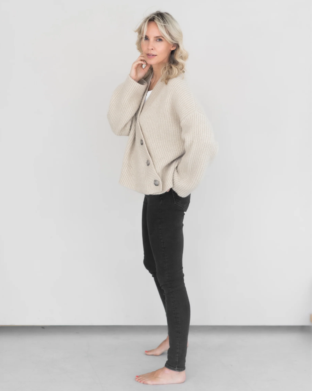 Asymetrischer Cardigan - Beige