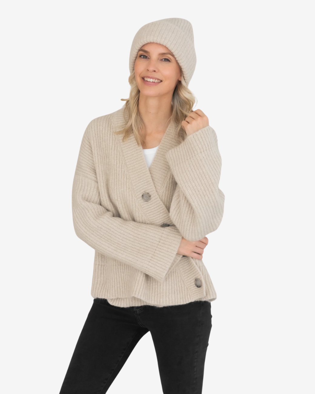Asymetrischer Cardigan - Beige