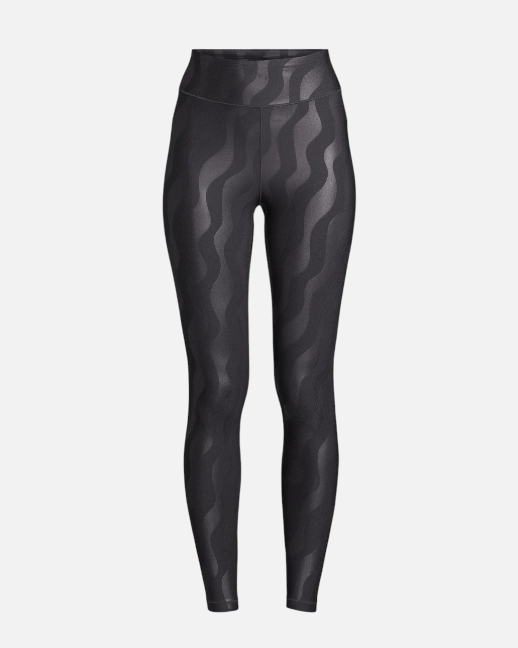 greenyogashop schwarze High Waist Trainingsleggings mit grafischem Ton-in-Ton-Muster aus recyceltem Funktionsstoff