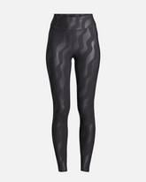 greenyogashop schwarze High Waist Trainingsleggings mit grafischem Ton-in-Ton-Muster aus recyceltem Funktionsstoff