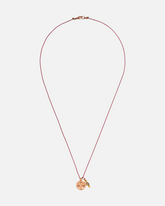 greenyogashop Sternzeichen Kette Waage mit vergoldetem Amulett, Rosenquarz und roter Schnur, handgefertigt in Hamburg