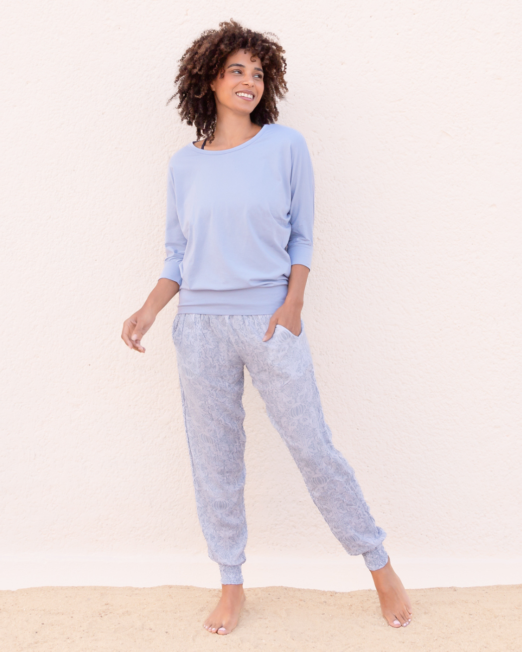 Yogahose Ananda - Paisley Skyblue