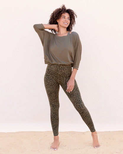 Leggings Leona - Olive Leopard