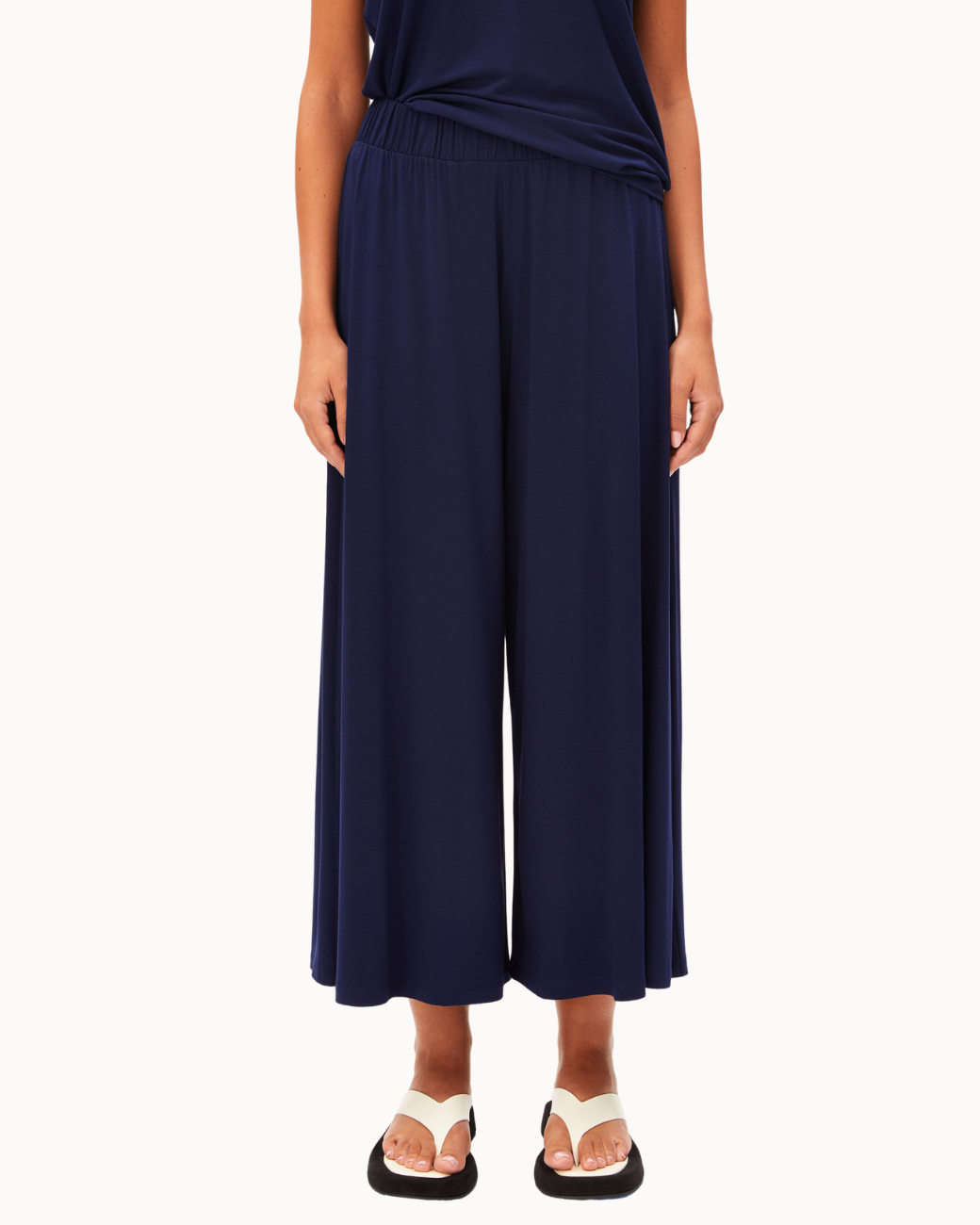 Cropped Jersey Pants - Tinted Navy