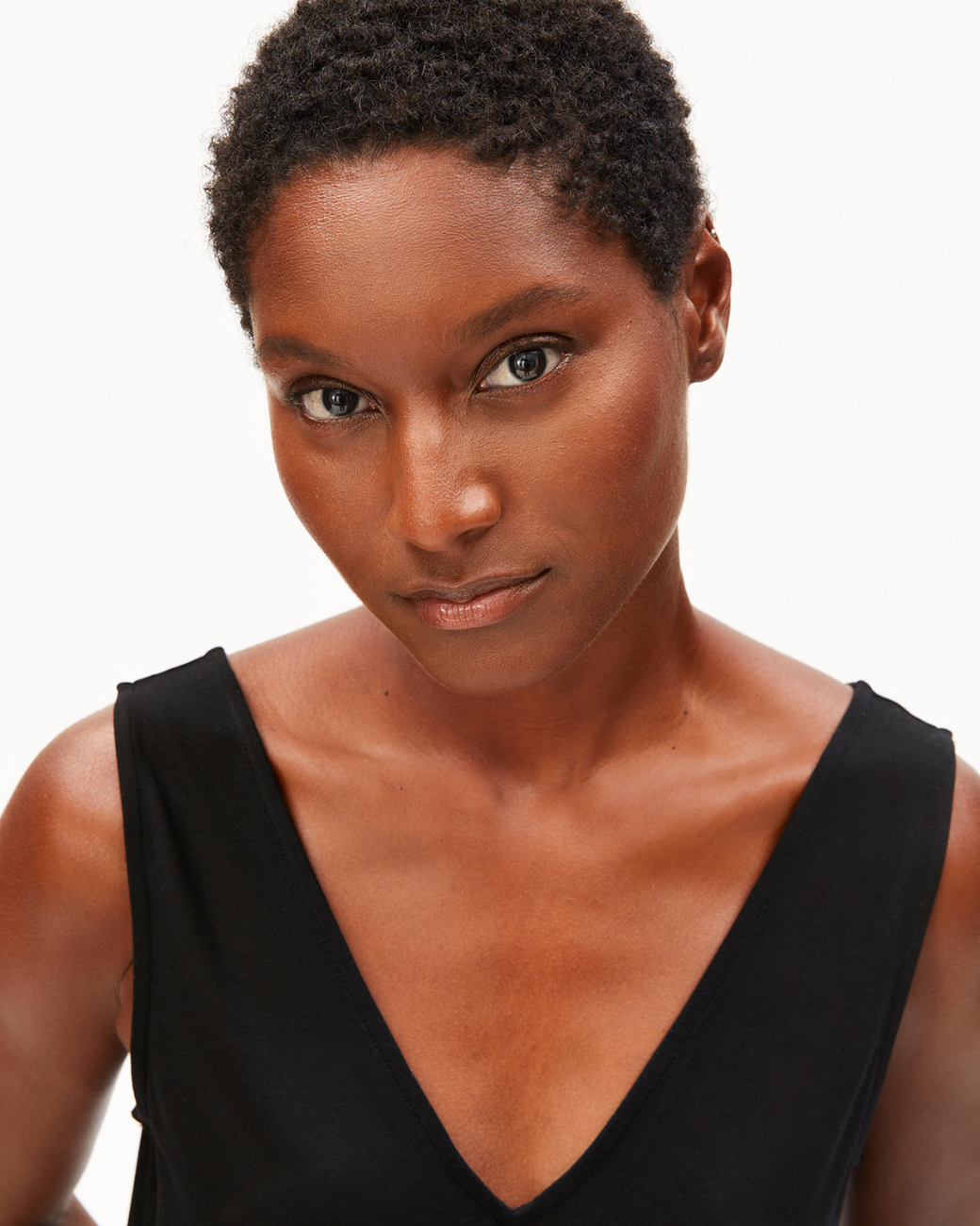 V-Neck Jersey Top - Black