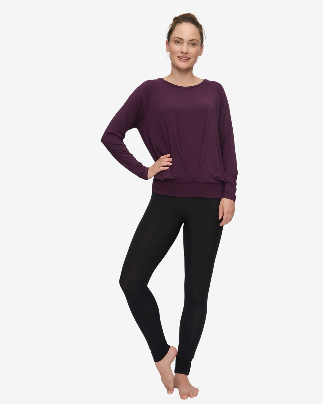 Langarmshirt Boxpleat - Dark Plum