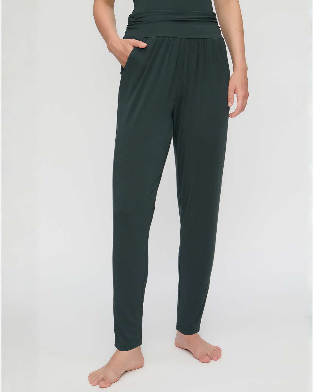 Yogahose Roll Down - Dark Forrest