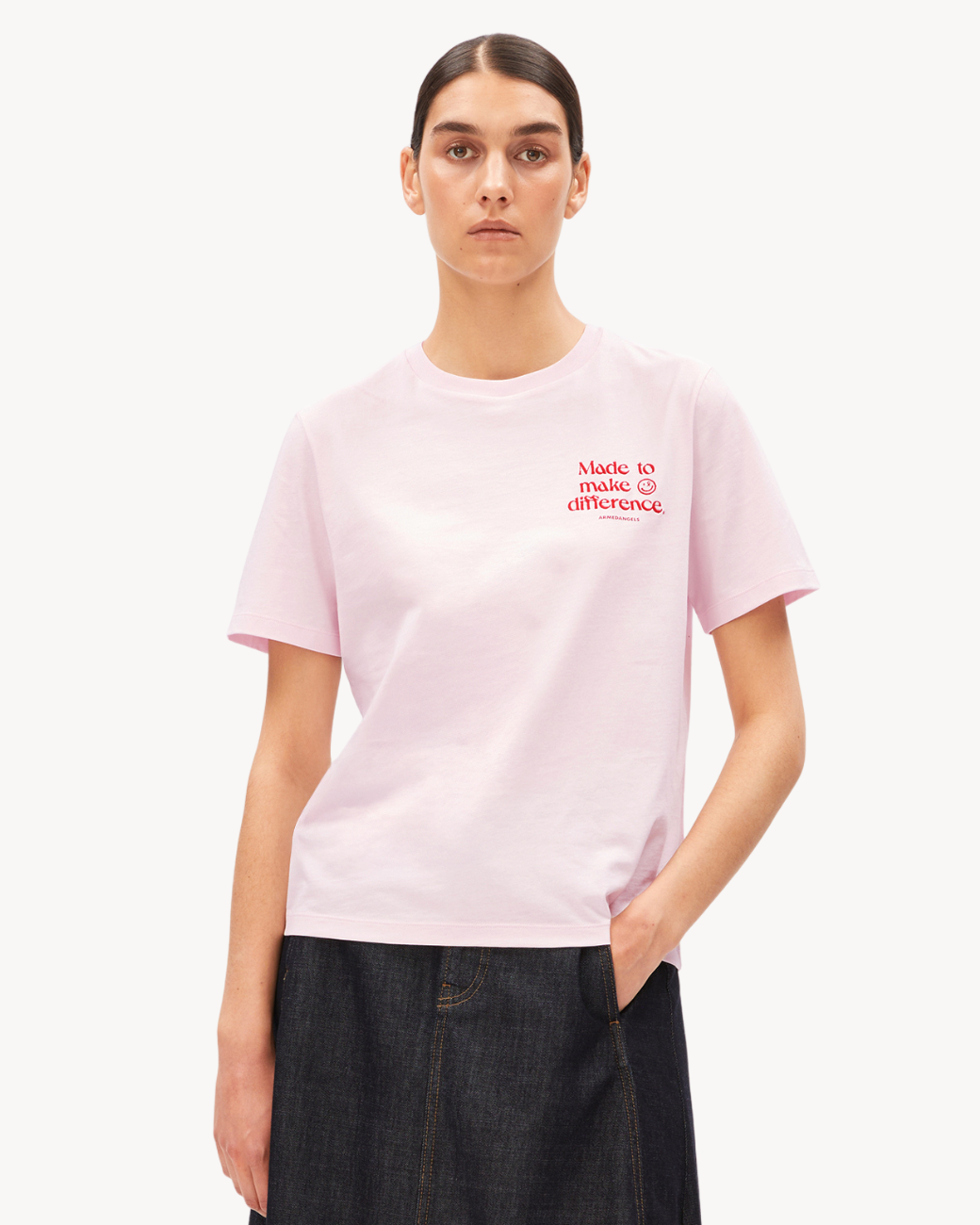 LUALAA EMBRO T-SHIRT - pink mist