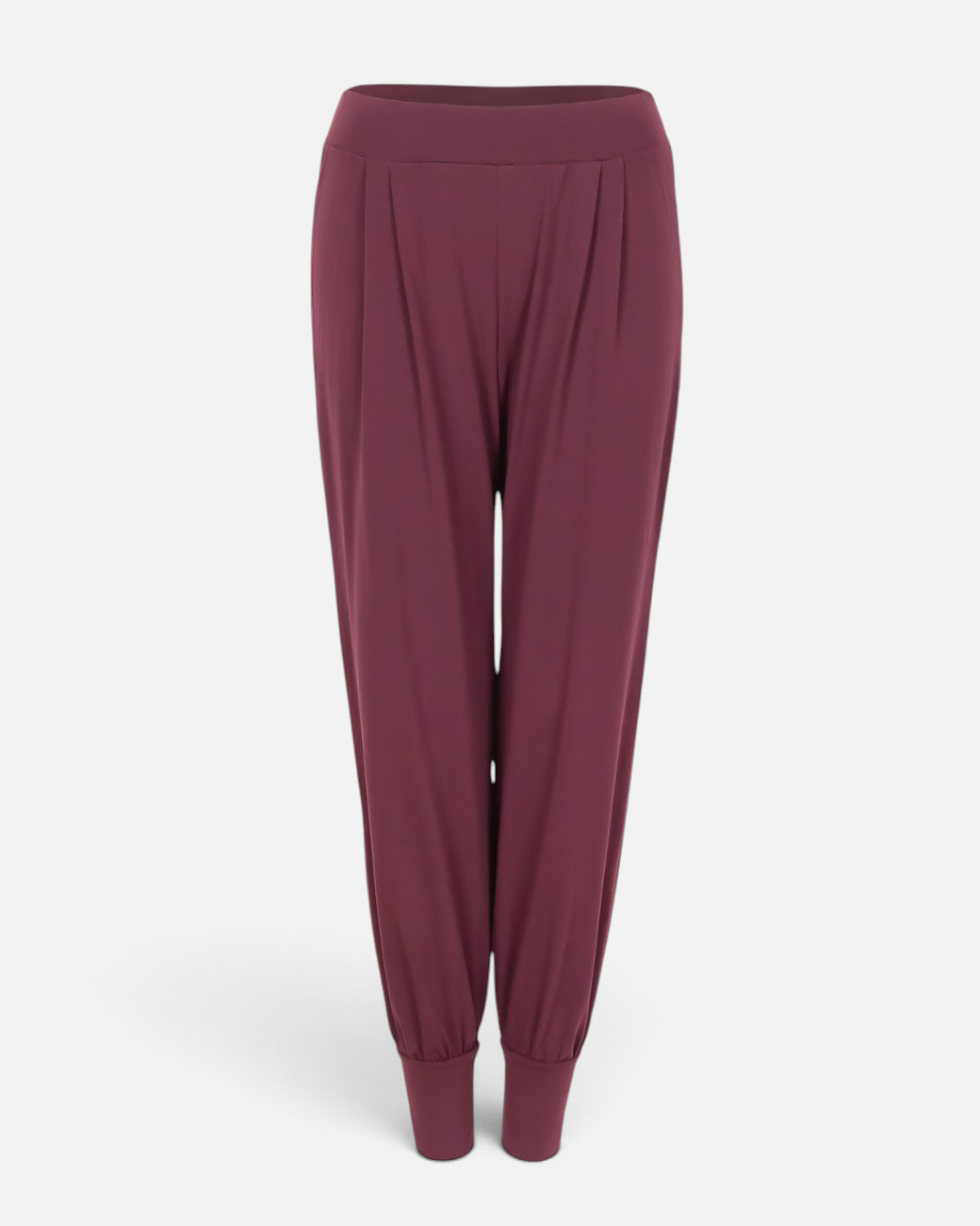 greenyogashop Yogahose Naya in Burgunder aus weichem Viskose-Biobaumwoll-Mix mit elastischem Bund und Bündchen