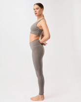 greenyogashop graue Leggings mit Monoprint, hohem Bund und 4-Wege-Stretch aus recyceltem Polyester