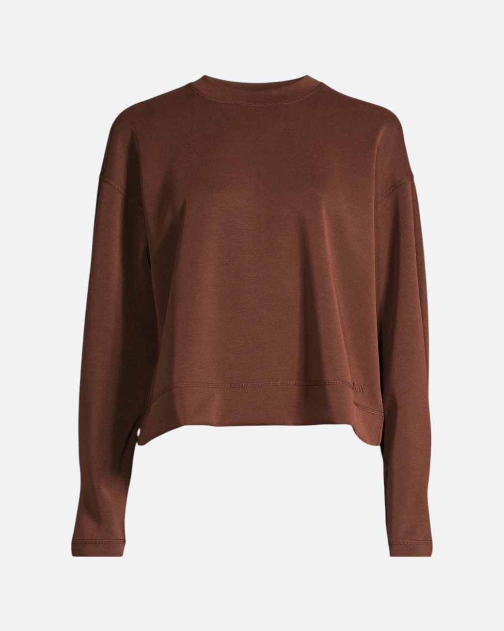 greenyogashop Peachy Crew Neck Pullover in Dunkelbraun mit lockerer Passform und weichem TENCEL Modal Material