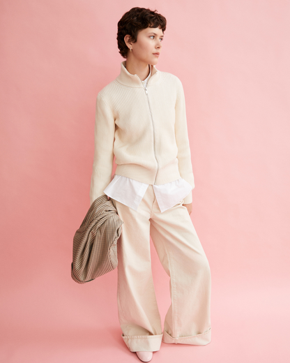 Strickjacke REBECCAA VANISE - Light Oatmilk