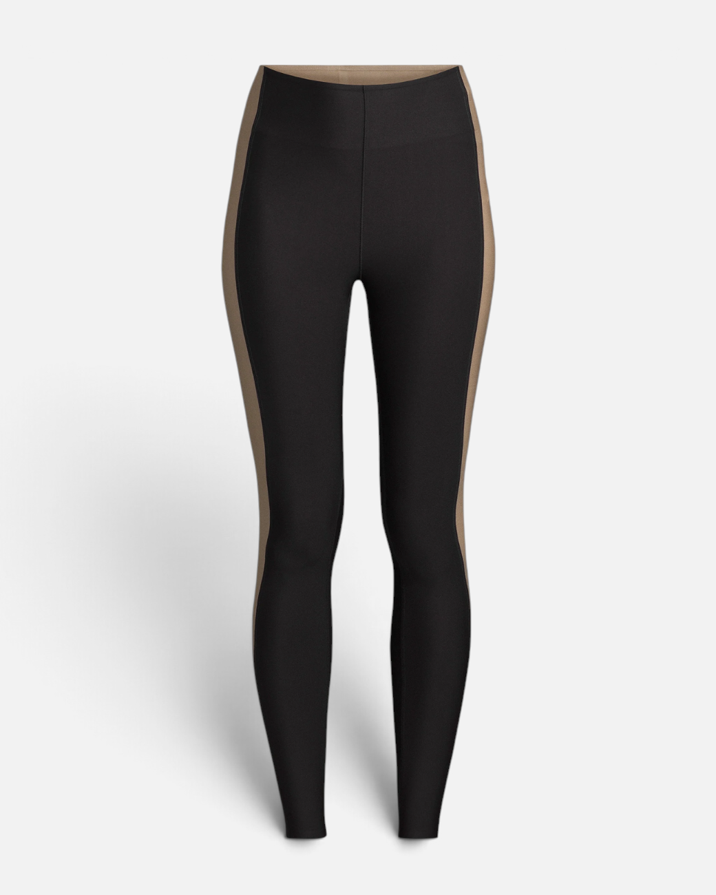 greenyogashop Shaped Block High Waist Leggings in Schwarz mit kontrastfarbenen Seiteneinsätzen für Gym-Workouts