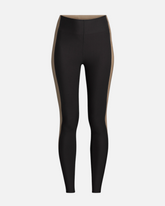 greenyogashop Shaped Block High Waist Leggings in Schwarz mit kontrastfarbenen Seiteneinsätzen für Gym-Workouts
