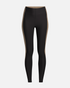 greenyogashop Shaped Block High Waist Leggings in Schwarz mit kontrastfarbenen Seiteneinsätzen für Gym-Workouts