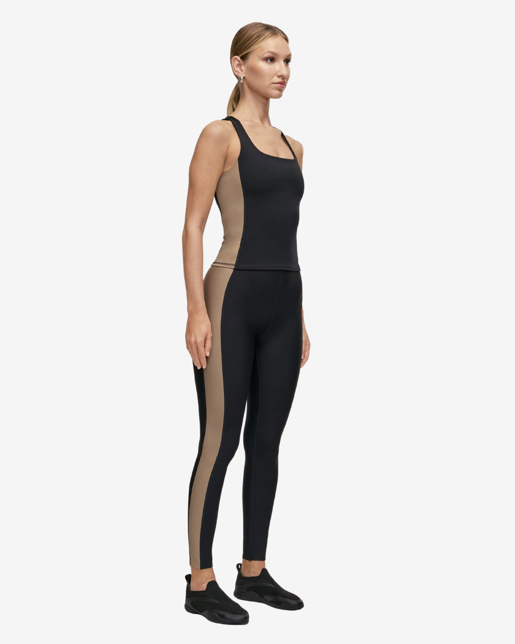 Shaped Block High Waist Leggings - Black