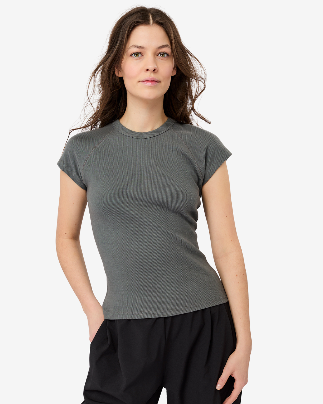 Slim Fit Ribbed Tee - Nox