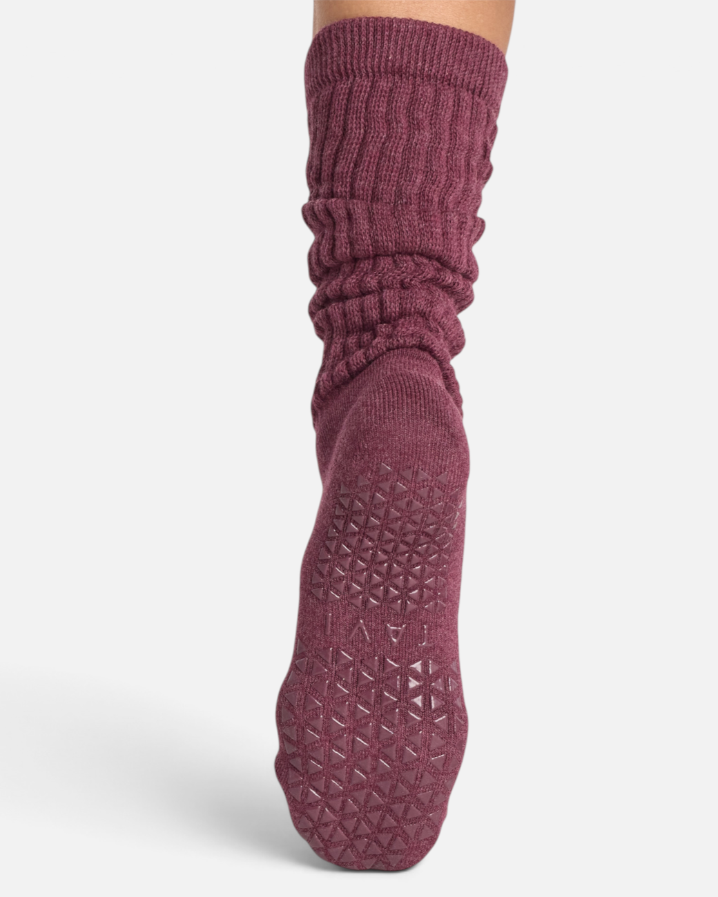 greenyogashop Yogasocken Grip Stacey in Bordeaux Melange mit rutschfester Sohle und weicher Bio-Baumwolle